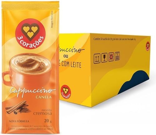 Cafe Cappuccino 3 Coracoes Canela Sache 20G