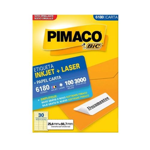 ETIQUETA INK JET BIC PIMACO 6180 CARTA 100FOLHAS