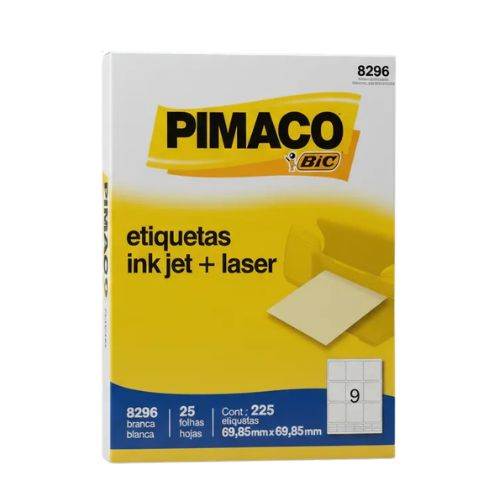 ETIQUETA INK JET BIC PIMACO 8296 CARTA 25 FOLHAS