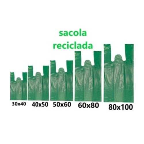 SACOLA VERDE RECICLADA 38X48